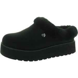 Skechers Black Furry Platform Mules